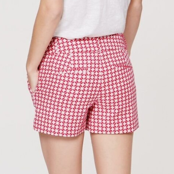 LOFT Geo Riviera Pink Printed Linen Shorts - Picture 4 of 5